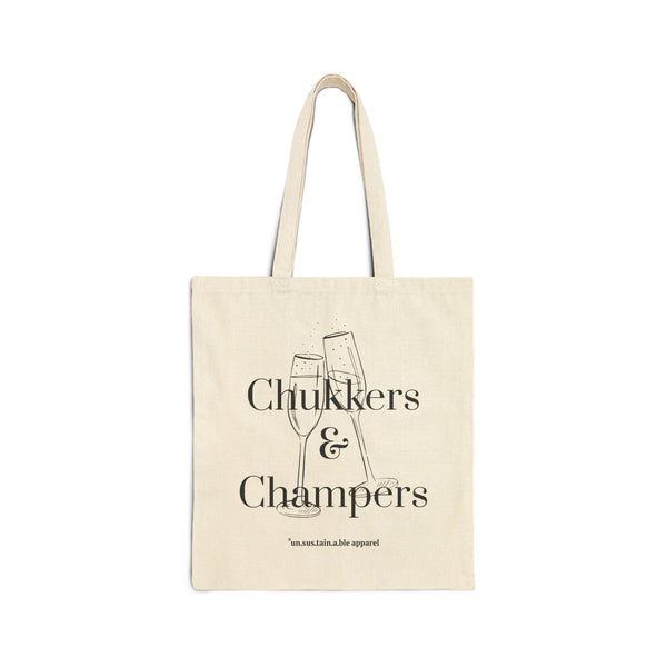 Cotton Canvas Tote Bag - Chukkers & Champers - Natural - Printed On Both Sides