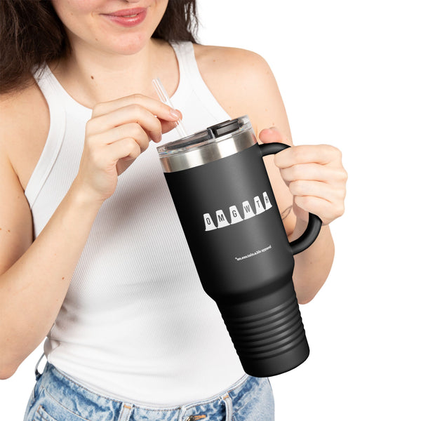 Insulated Travel Mug, 40oz - OMGWTH - Black