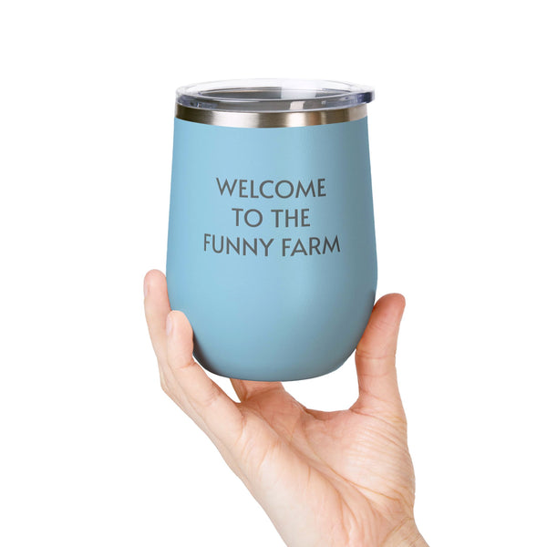 Wine Tumbler, 12oz - Funny Farm - Pastels