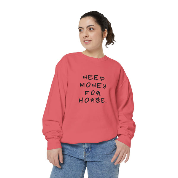 Unisex Garment-Dyed Sweatshirt - Need Money For Horse