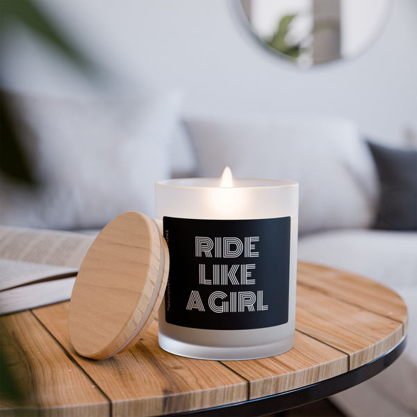 Frosted Glass Candle, 11oz - Ride Like A Girl
