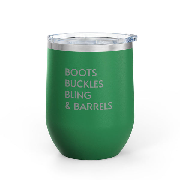 Wine Tumbler, 12oz - Boots/Buckles/Bling