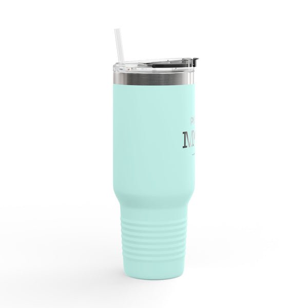 Insulated Travel Mug, 40oz - Proud Mom - Helmet - Lt Blue