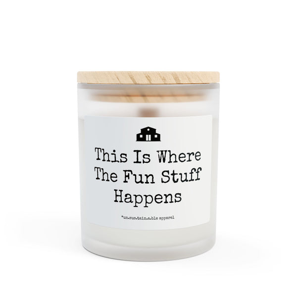 Frosted Glass Candle, 11oz - This Is Where The Fun Stuff Happens