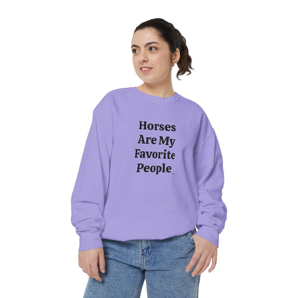 Unisex Garment-Dyed Sweatshirt - Horses/Favorite