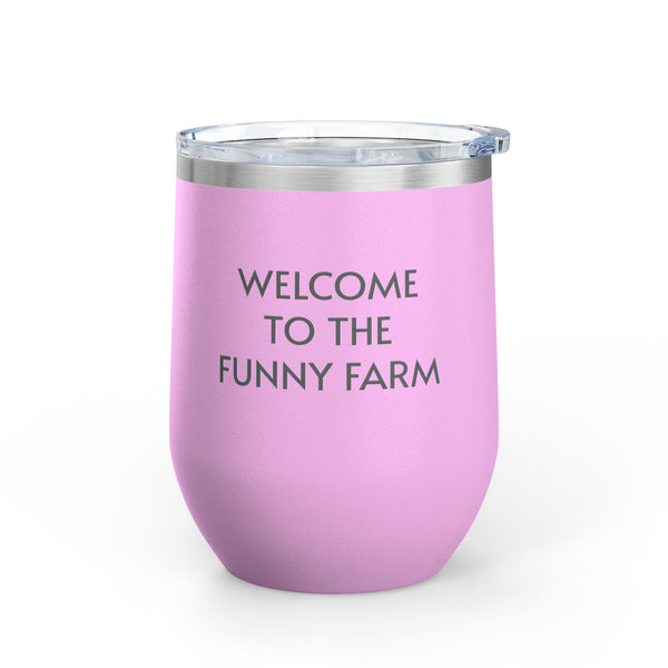 Wine Tumbler, 12oz - Funny Farm - Pastels
