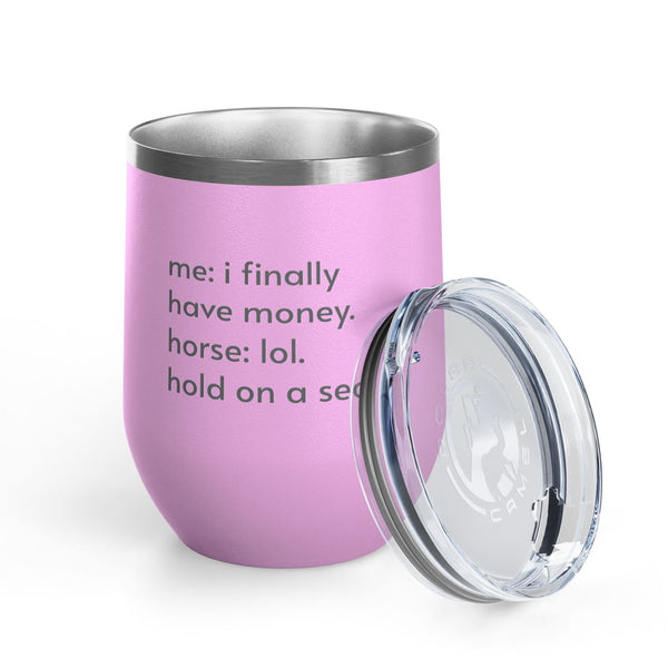 Wine Tumbler, 12oz - Hold On A Sec. - Pastels