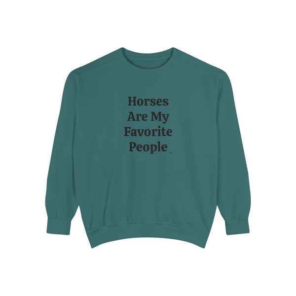 Unisex Garment-Dyed Sweatshirt - Horses/Favorite