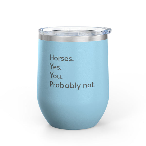 Wine Tumbler, 12oz - Horses. Yes. - Pastels