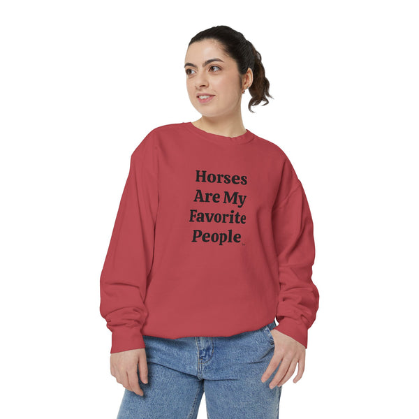 Unisex Garment-Dyed Sweatshirt - Horses/Favorite