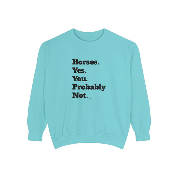 Unisex Garment-Dyed Sweatshirt - Horses. Yes.