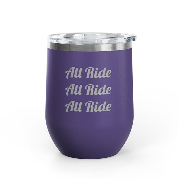 Wine Tumbler, 12oz - All Ride - Script Font