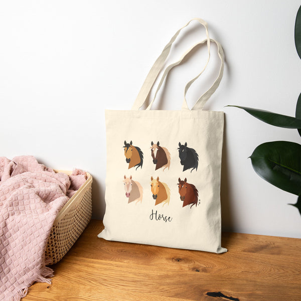 Cotton Canvas Tote Bag - Six Horses