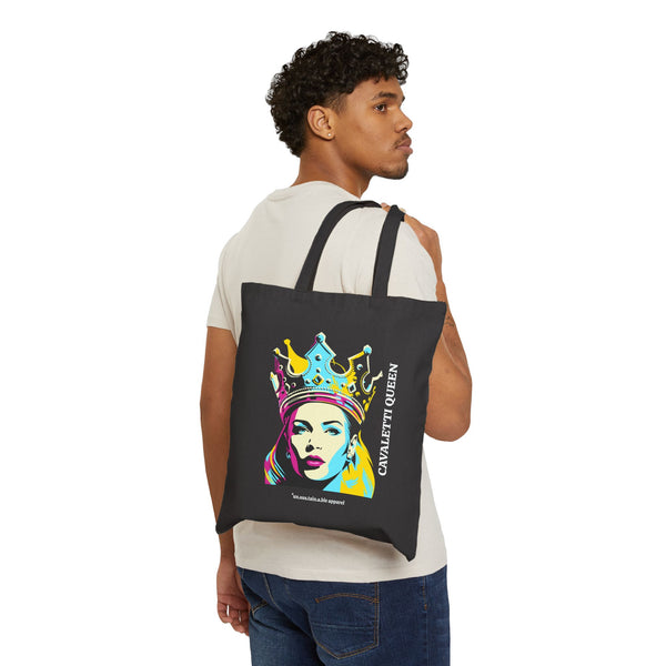 Cotton Canvas Tote Bag - Cavaletti Queen - Black