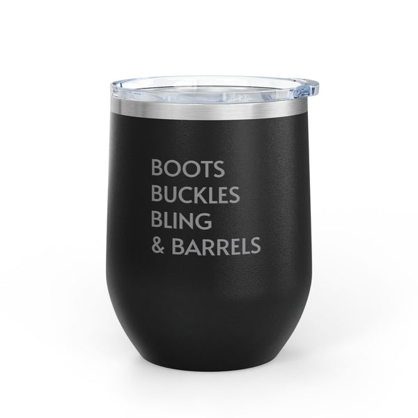 Wine Tumbler, 12oz - Boots/Buckles/Bling