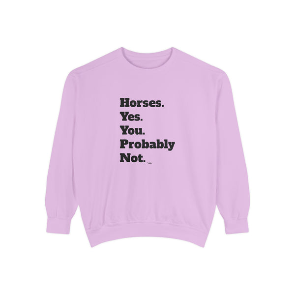 Unisex Garment-Dyed Sweatshirt - Horses. Yes.