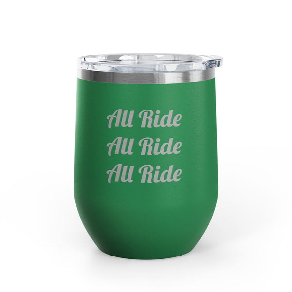 Wine Tumbler, 12oz - All Ride - Script Font