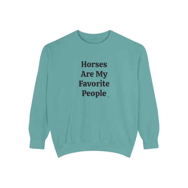 Unisex Garment-Dyed Sweatshirt - Horses/Favorite