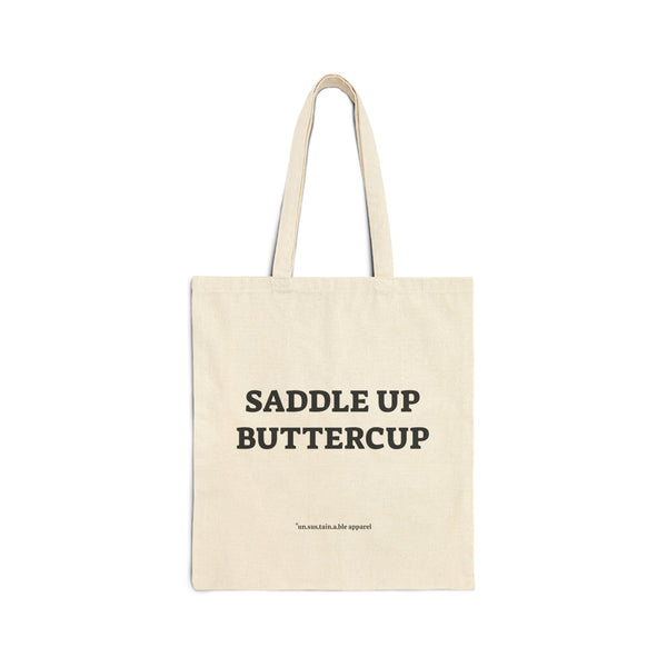 Cotton Canvas Tote  - Saddle Up Buttercup - Natural