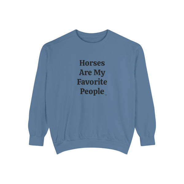 Unisex Garment-Dyed Sweatshirt - Horses/Favorite