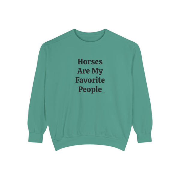 Unisex Garment-Dyed Sweatshirt - Horses/Favorite