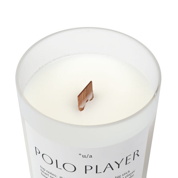 Frosted Glass Candle, 11oz - Polo Player