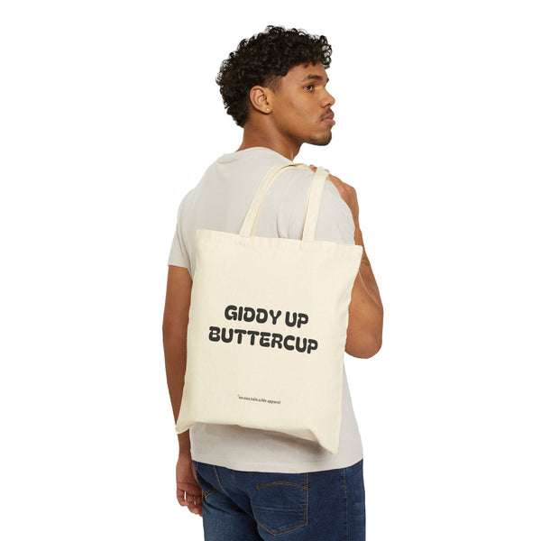 Cotton Canvas Tote Bag - Giddy Up Buttercup