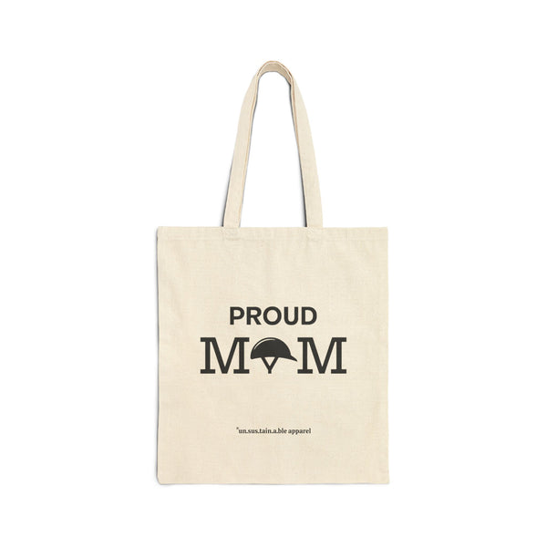 Cotton Canvas Tote Bag - Proud Mom (Helmet) - Natural - Printed On Both Sides