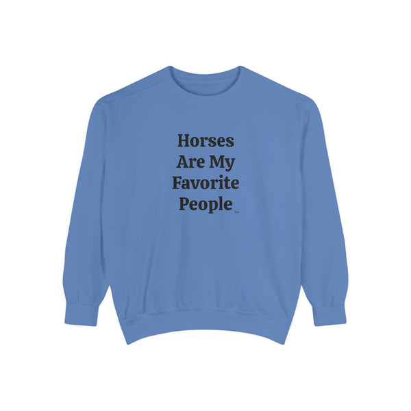 Unisex Garment-Dyed Sweatshirt - Horses/Favorite