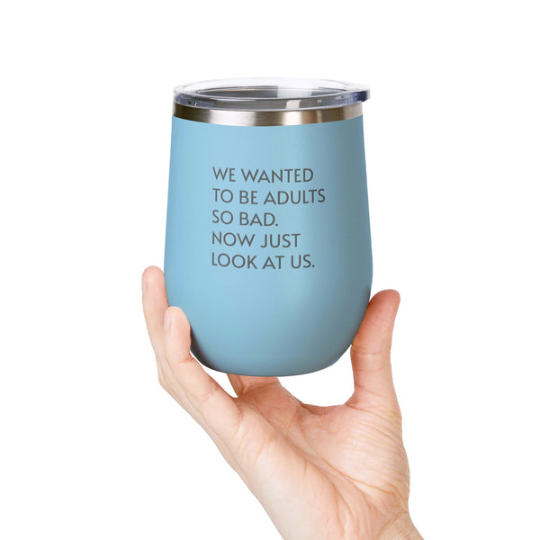 Wine Tumbler, 12oz - Wanted To Be Adults - Pastels
