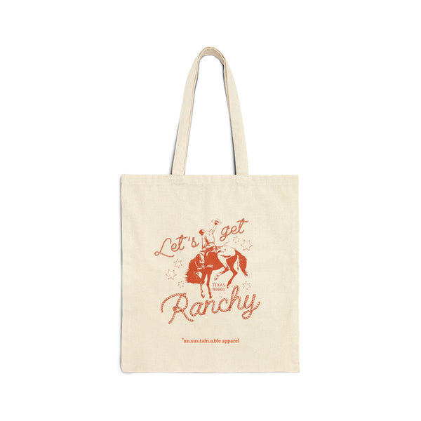 Cotton Canvas Tote Bag - Let's Get Ranchy - Natural - Printed On Both Sides