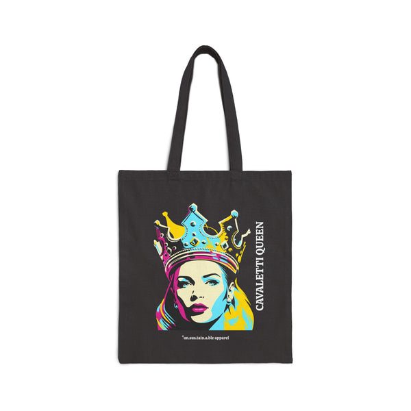 Cotton Canvas Tote Bag - Cavaletti Queen - Black