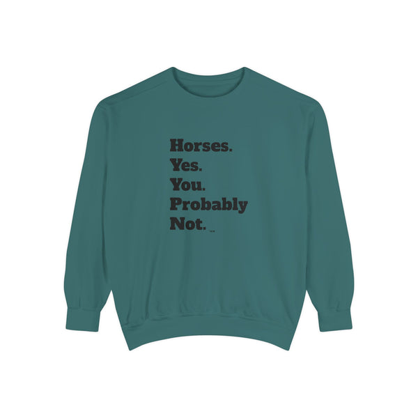 Unisex Garment-Dyed Sweatshirt - Horses. Yes.