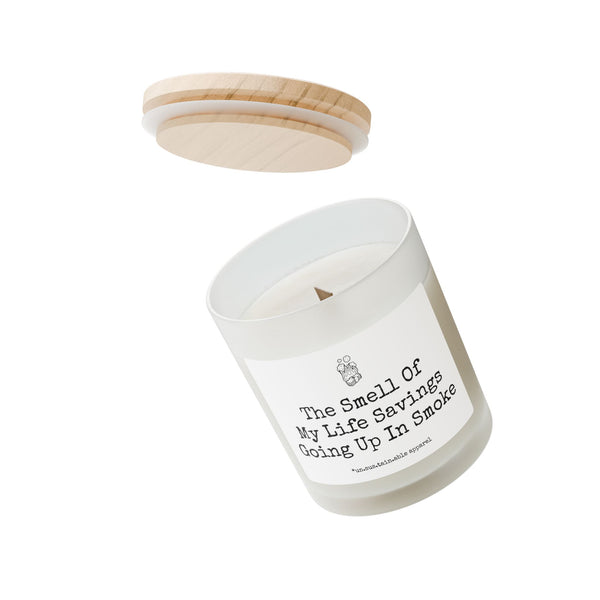 Frosted Glass Candle, 11oz - The Smell Of My Life Savings