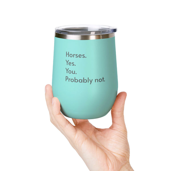 Wine Tumbler, 12oz - Horses. Yes. - Pastels