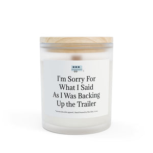Frosted Glass Candle, 11oz - Sorry/Trailer