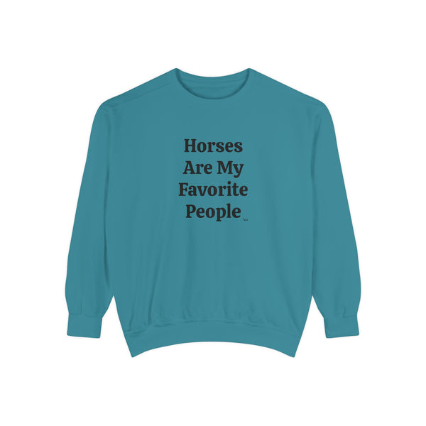 Unisex Garment-Dyed Sweatshirt - Horses/Favorite