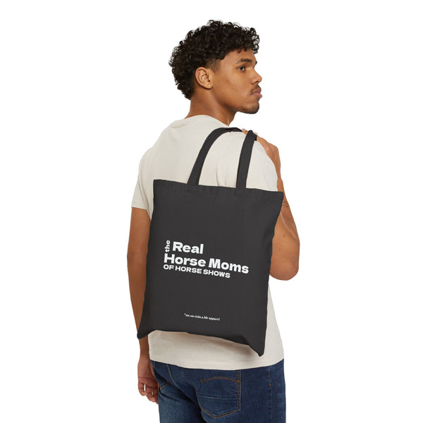 Cotton Canvas Tote Bag - Real Horse Moms- Black