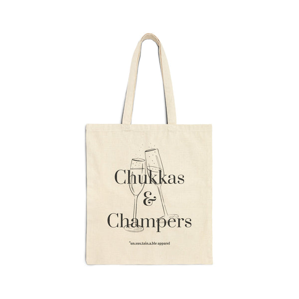 Cotton Canvas Tote Bag - Chukkas & Champers - Natural - Printed On Both Sides