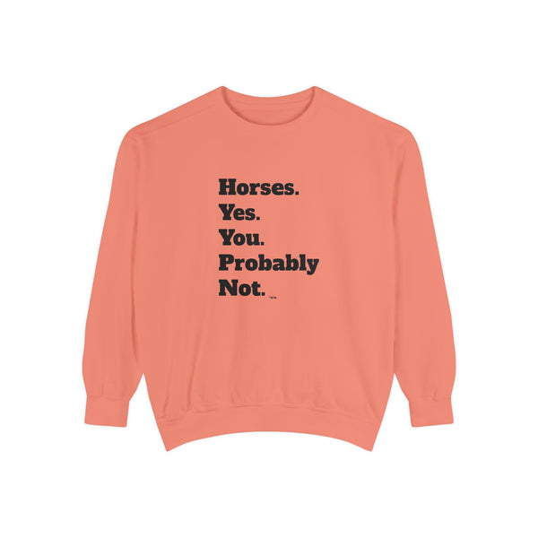 Unisex Garment-Dyed Sweatshirt - Horses. Yes.