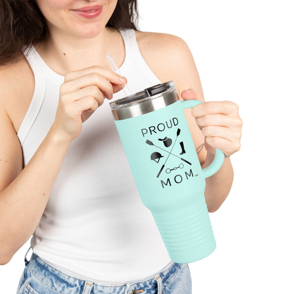 Insulated Travel Mug, 40oz - Proud Mom - Lt. Blue