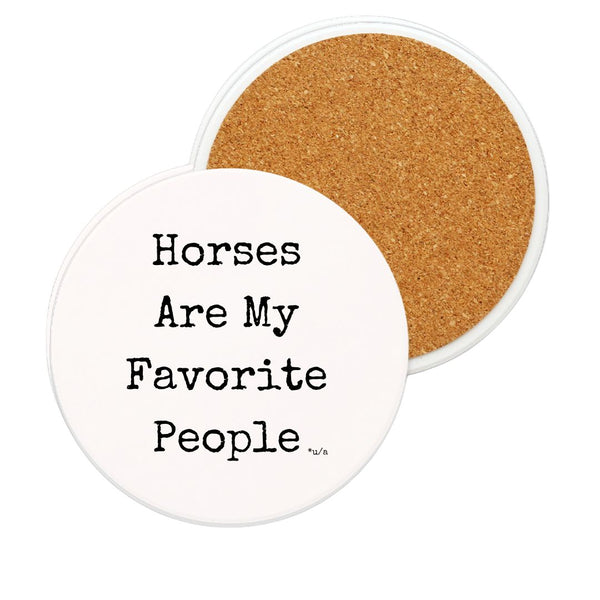 White Ceramic Coaster - Horses Are My Favorite People