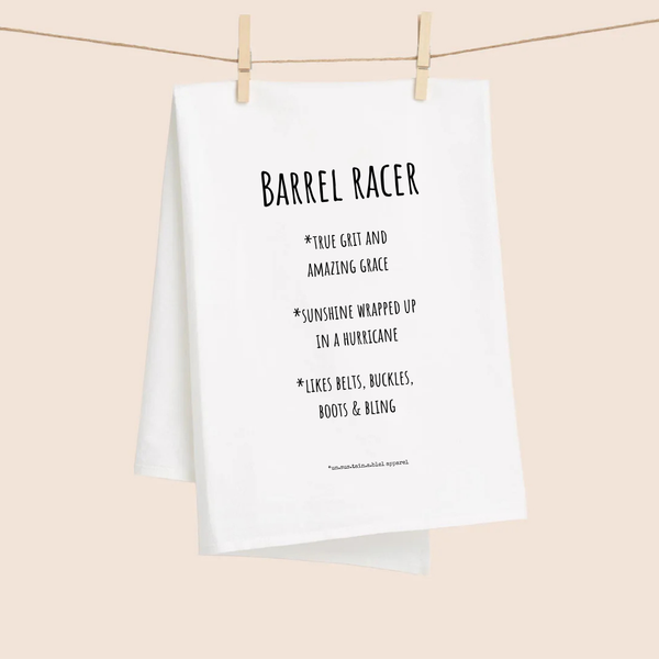 White Flour Sack Tea Towel - Barrel Racer