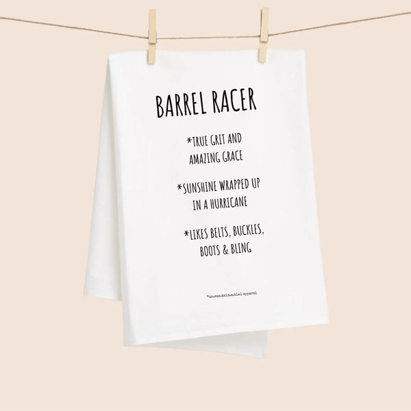 White Flour Sack Tea Towel - Barrel Racer