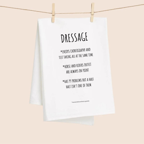 White Flour Sack Tea Towel - Dressage