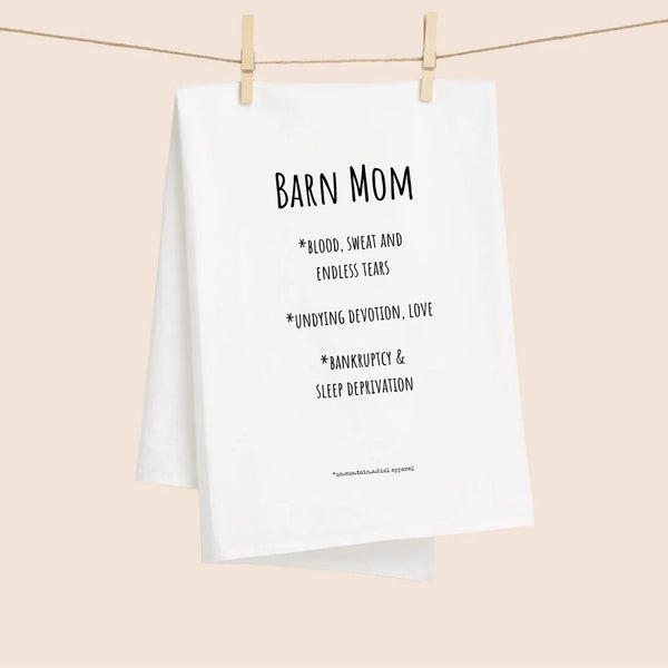 White Flour Sack Tea Towel - Barn Mom