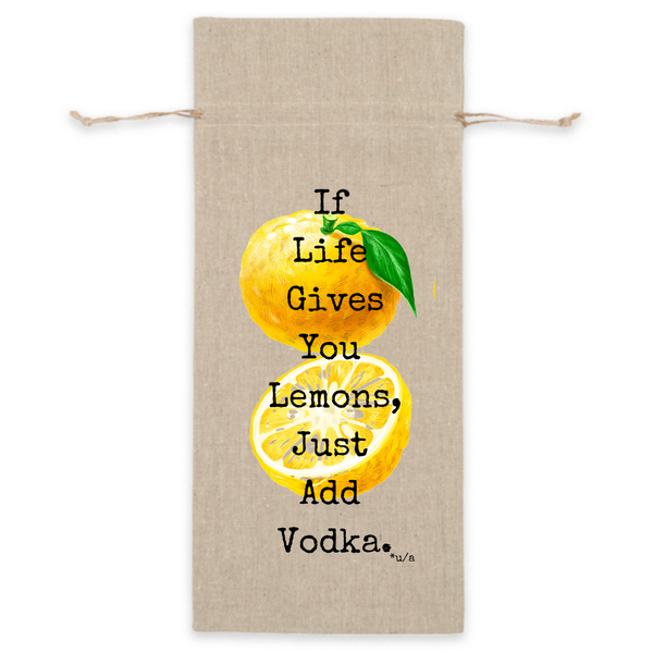 Linen Wine Bag - Lemons/Vodka