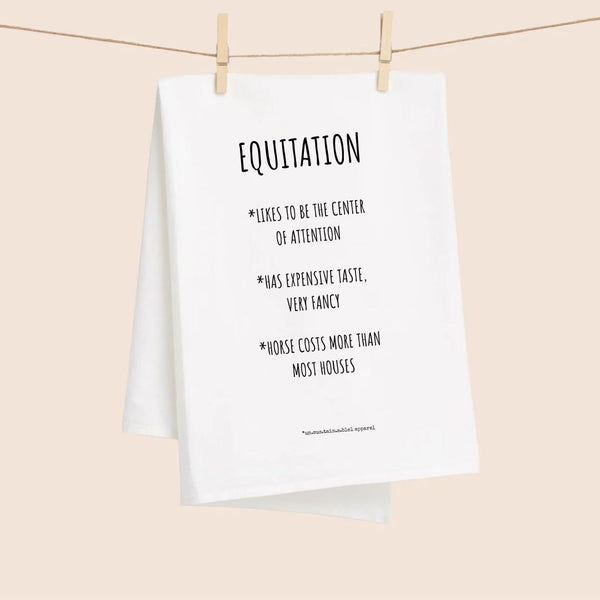White Flour Sack Tea Towel - Equitation