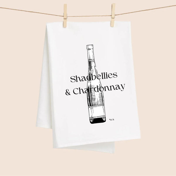 White Flour Sack Tea Towel - Shadbellies & Chardonnay