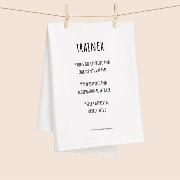White Flour Sack Tea Towel - Trainer